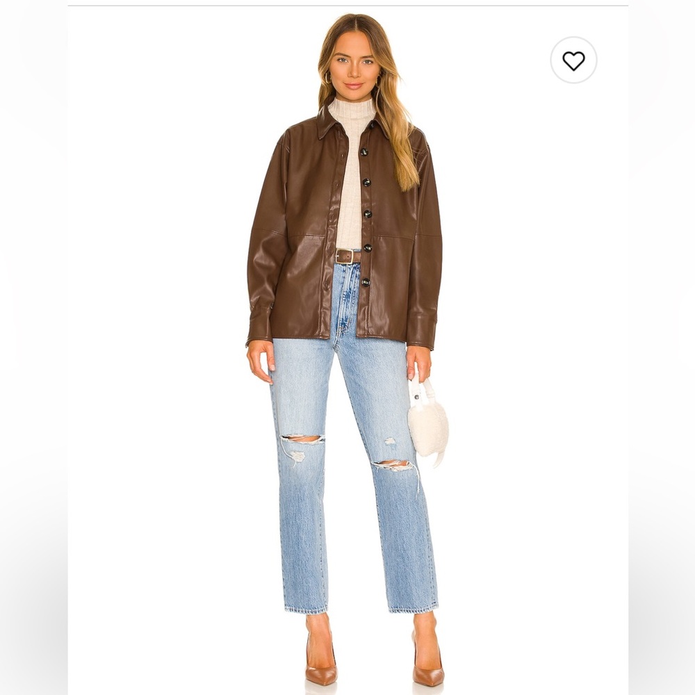 Sanctuary Chocolate Brown Faux Leather Shacket